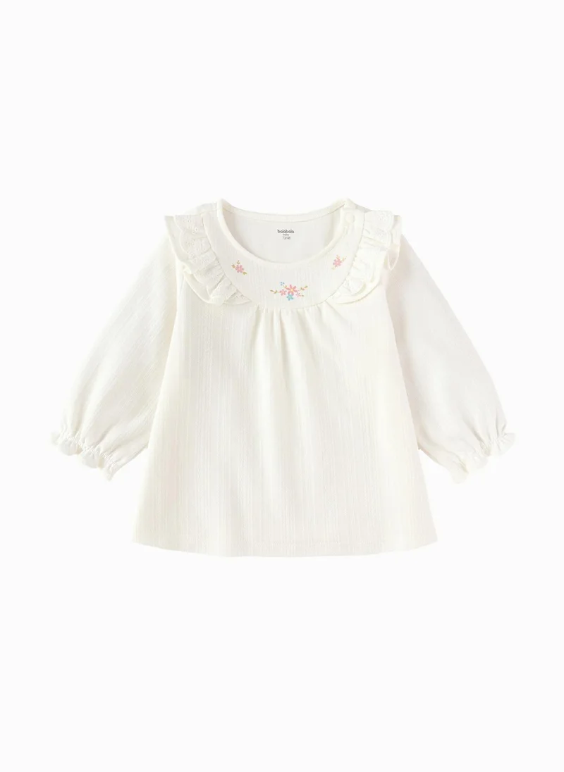 Baby Girls Round v-neck long-sleeved T-shirt